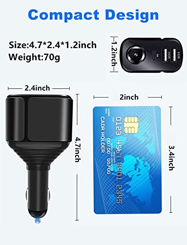 4 in 1 USB C Car Charger Adapter, 210W Multi USB Cigarette Lighter Adapter