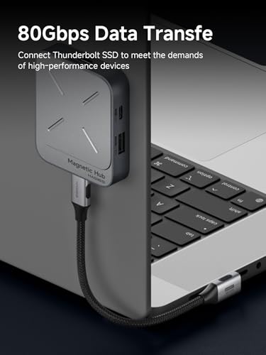 Hagibis USB4 Cable, Right Angle 90Degree Braided 80Gbps, 240W Fast Charging, 8K@60Hz USB4 V2.0 USB-C Cable for iPhone 17 16 15 Pro Max, iPad Pro, MacBook, Thunderbolt 5/4 (Vertical 90 Degree, 0.5FT) - color: Vertical 90 Degree, size: 0.5FT