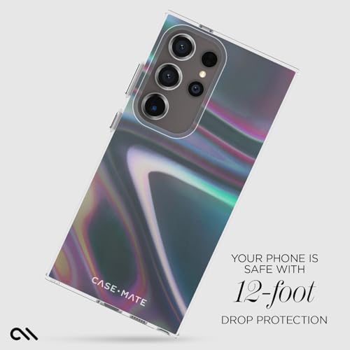 Case-Mate Soap Bubble Samsung Galaxy S24 Ultra 5G Case [6.8"] [12ft Drop Protection] [Wireless Charging] Phone Case for Samsung Galaxy S24 Ultra 5G - Iridescent Swirl Effect, Shockproof - Iridescent - color: Iridescent