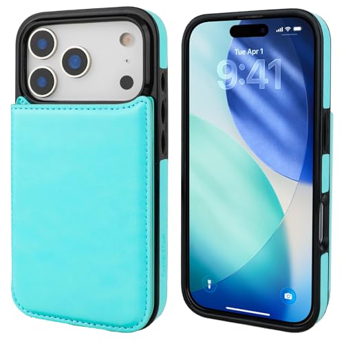 ONETOP for iPhone 17 Pro Wallet Case with Credit Card Holder,LightBlue | Kickstand,ID/Cash Holder,Case Wallet with Card Slots,Double Magnetic Clasp,Durable PU Leather Shockproof Cover for Women Men - color: Light Blue