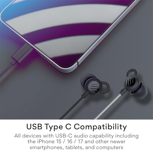 MEE audio SleepTones USB-C Wired Sleep Earbuds for Side Sleepers with Lightweight Low-Profile Silicone Earpieces, Noise Reduction Sleeping Headphones with Built-in Mic & Volume Controls (USB Type C)
