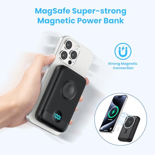 Magnetic Portable Charger for iPhone,10800mAh 25W PD Fast Charging Wireless Power Bank,4 Outputs Travel Essential Battery Pack for Magsafe,iPhone 18 Pro/18 Pro Max/17/16/15/14/13/12 Series,Apple Watch - color: Black