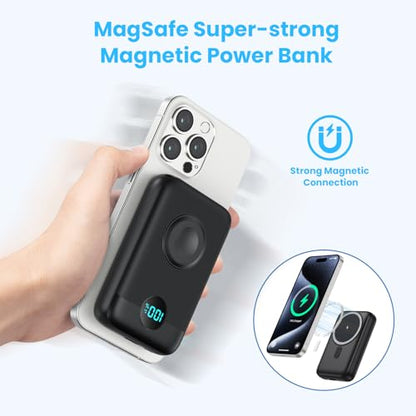 Magnetic Portable Charger for iPhone,10800mAh 25W PD Fast Charging Wireless Power Bank,4 Outputs Travel Essential Battery Pack for Magsafe,iPhone 18 Pro/18 Pro Max/17/16/15/14/13/12 Series,Apple Watch - color: Black