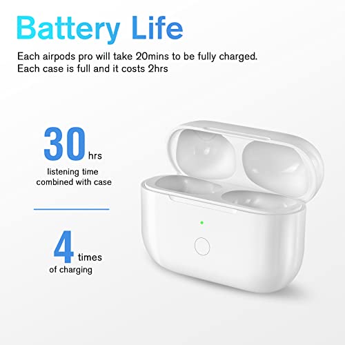 Compatible for AirPods Pro 2nd & 1st Generation Charging Case Replacement, Compatible for Wireless AirPods Pro 2 1 Charger Case with Bluetooth Pairing Sync Button, Built-in Large Battery - color: white