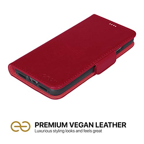 Dreem Fibonacci 2-in-1 Wallet Case for Apple iPhone SE 3 (2022), SE 2, & 8/7 - Luxury Vegan Leather, Magnetic Detachable Shockproof Phone Case, RFID Card Protection, 2-Way Flip Stand - Red - color: Red, size: iPhone SE 3 (2022), SE 2, & 8/7