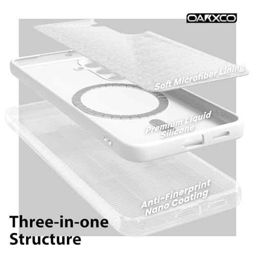 oakxco for Samsung Galaxy S25 FE Case Silicone Mag Safe, Magnetic Slim Thin Phone Case Compatible with Magsafe, Women Girls Cute Girly Aesthetic Soft Rubber Gel Safecase with Camera Cover, White - color: White, size: S25 FE