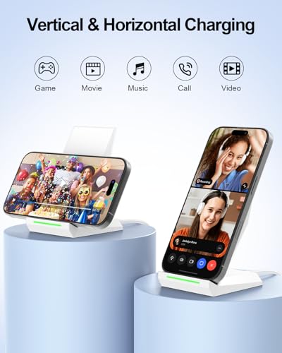 Wireless Phone Charger Stand for iPhone Samsung with 30W PD Adapter - color: White