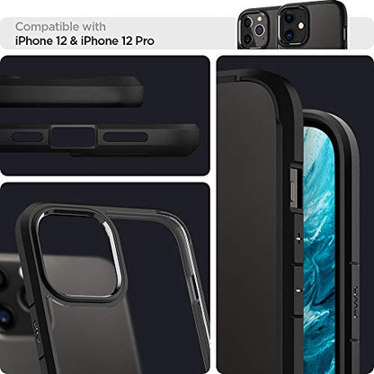 Spigen for iPhone 12/12 Pro Case, Ultra Hybrid [No Magnet Ring][Anti-Yellowing] - Matte Black | Anti-Yellowing Crystal Clarity, Qi Wireless Charge Ready, Patented Air Cushion, MIL-STD-810H Military-Grade Drop Protection - color: Matte Black, size: iPhone