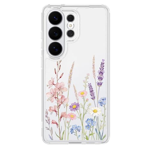 for Samsung Galaxy S26 Ultra Case,Cute Floral Lavender Pattern Slim Protective Clear Phone Case for Women Girls,Aesthetic Pattern Print TPU Bumper Shockproof Cover for S26 Ultra - color: Clear/Lavender, size: S26 Ultra
