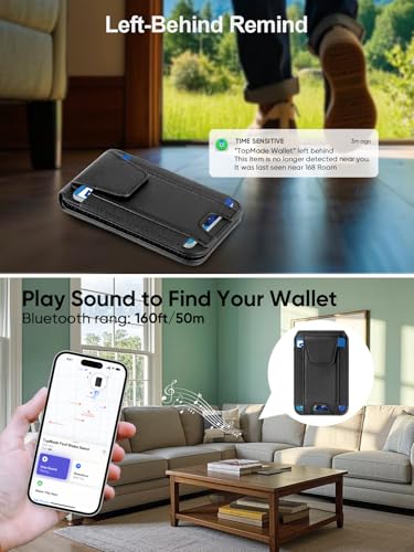 for MagSafe Wallet Works with Apple Find My, Strongest Magnetic Wallet - color: Black