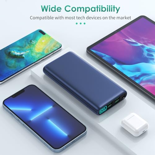 Portable Charger 38800mAh Power Bank with 5 Outputs & 2 Inputs,PD USB C In&Out Fast Phone Charging External Battery Pack Backup,Travel Essential Outdoor for iPhone 18/17/16,Android Samsung Galaxy-Navy - color: B-Navy