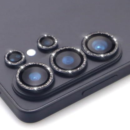 for Samsung Galaxy S26 Ultra Camera Lens Protector, Bling Glitter Metal Ring Tempered Glass Lens Cover Accessories (Black) - color: Black