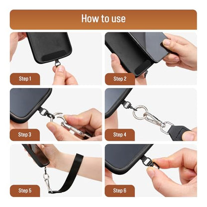 Clip and Go Strap for Phone with Wallet Crossbody, Phone Lanyard Detachable - Adjustable Crossbody Neck Strap with ID Window, Universal Clip for Phone/Keys/Cards (Black) - color: Black