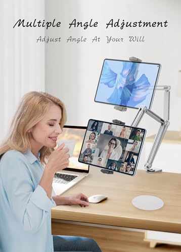 Tablet Stand Holder for Desk Mount, Ultra-Sturdy Phone & iPad Holder with 360° Rotation, Aluminum Tablet Arm Mount, Adjustable Kindle Stand Fits 4-13" Devices (iPad Pro/Air/Mini) #931001
