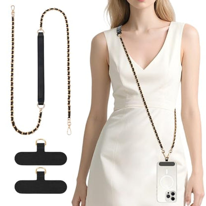 Dadanism Universal Phone Lanyard, Metal Phone Chain Crossbody - color: Black