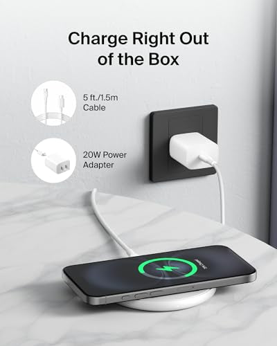 Belkin 15W Wireless Charging Pad, Qi Charger with Power Adapter - color: White