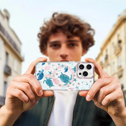 VisEnt Clear Case for iPhone 15 Pro, Magnetic Phone Case, Transparent Slim Cover, Military Grade Protection, Shockproof, Anti-Yellowing, Scratch Resistant, Sea Turtle Paisley - color: Sea Turtle Paisley, size: Iphone 15 Pro