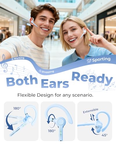 Ngsod Bluetooth Headset V5.4,USB Dongle Wireless Earpiece with Mic for Work - color: Light Blue