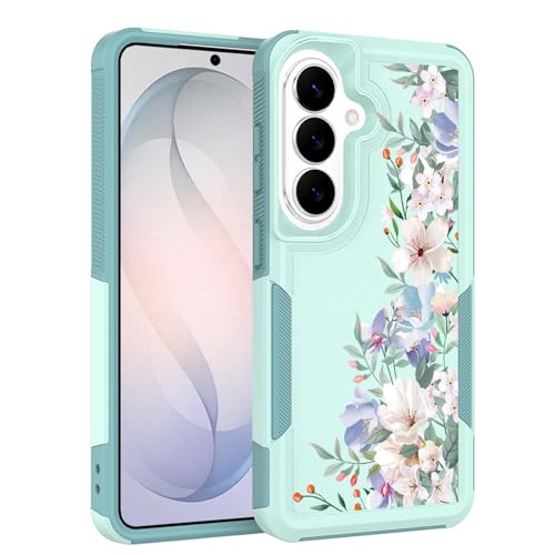 for Samsung Galaxy S26 5G Case: Cute Flowers Floral Design for Girls Women Slim Soft TPU Bumper Shockproof Silicone Cell Phone Cover (Mint Green/Magnolia) - color: Mint Green/Magnolia