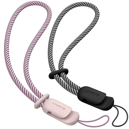 SURPHY 2 Pack Phone Lanyard, Phone Wrist Strap for Case, Camera Wrist Strap - color: Pink & Black