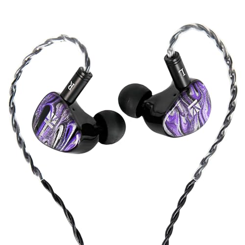 KBEAR Alkaid KB03 in Ear Monitor Headphones, Wired Gaming Earbuds 1DD 1BA 1Bone Conduction Hybrid IEM Earphones, Beryllium-Coated Dynamic, 3D Printed Resin Cavity in Ear Monitor for Musician, Purple - color: Purple
