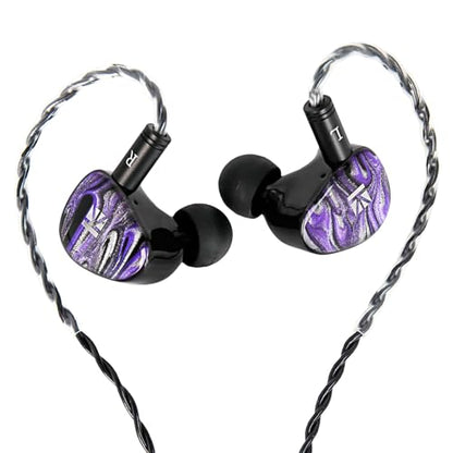 KBEAR Alkaid KB03 in Ear Monitor Headphones, Wired Gaming Earbuds 1DD 1BA 1Bone Conduction Hybrid IEM Earphones, Beryllium-Coated Dynamic, 3D Printed Resin Cavity in Ear Monitor for Musician, Purple - color: Purple