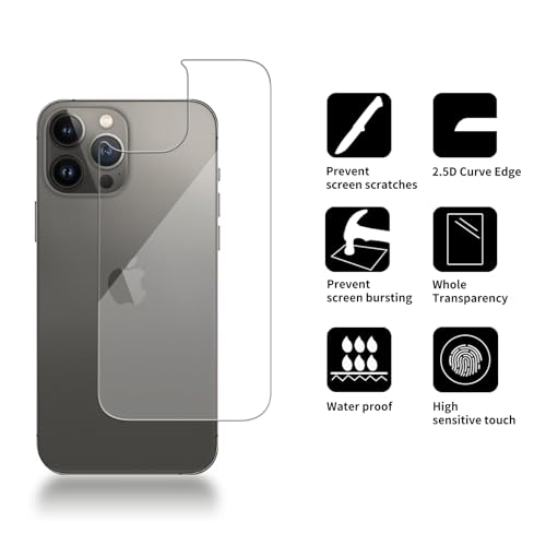 3 Pack Glass Back Screen Protector for iPhone 13 Pro Max [6.7 Inch ] - size: iPhone 13 Pro Max