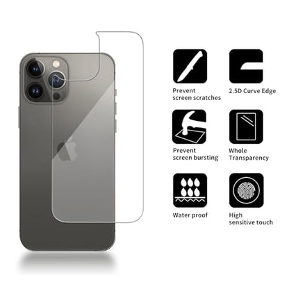 3 Pack Glass Back Screen Protector for iPhone 13 Pro Max [6.7 Inch ] - size: iPhone 13 Pro Max