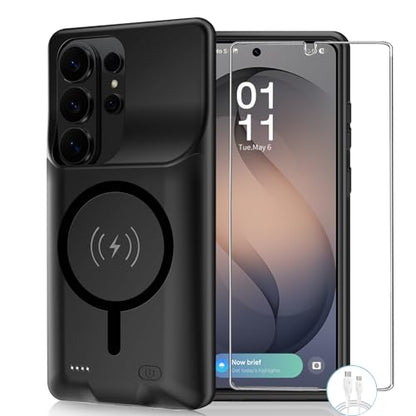Battery Case for Galaxy S26 Ultra,[12000mAh] Large Capacity Slim Portable Protective Fast Charging Case Compatible with Galaxy S26 Ultra (6.9inch) Wireless Extended Battery Charger Case (Black) - size: Galaxy S26 Ultra
