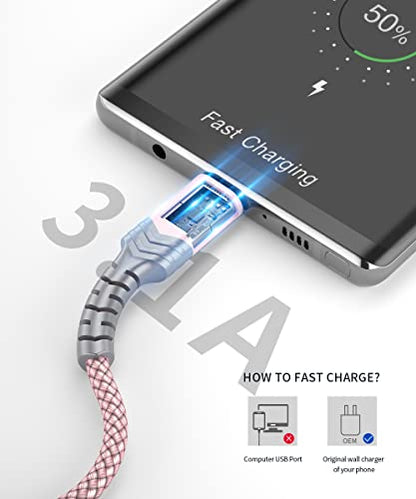 JSAUX USB C Cable [2-Pack 6.6ft], USB A to USB C for iPhone, Samsung, Pink - color: Rose Gold, size: 6.6ft+6.6ft