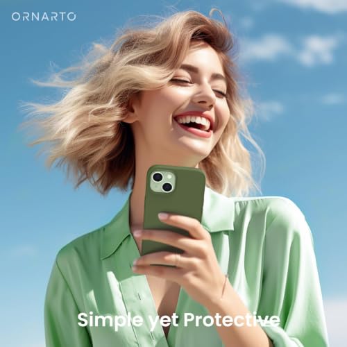 ORNARTO Compatible with iPhone 15 Case 6.1, Slim Liquid Silicone 3 Layers Full Covered Soft Gel Rubber Phone Case, Anti-Scratch Shockproof Protective Cover 6.1 Inch, Cedar Green - color: Cedar Green