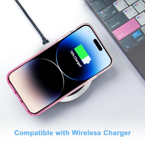JJGoo Compatible with iPhone 14 Pro Case, Clear Soft Shockproof Protective Slim Thin Bumper Cover Transparent Phone Case, Gradient Pink - color: Gradient Pink