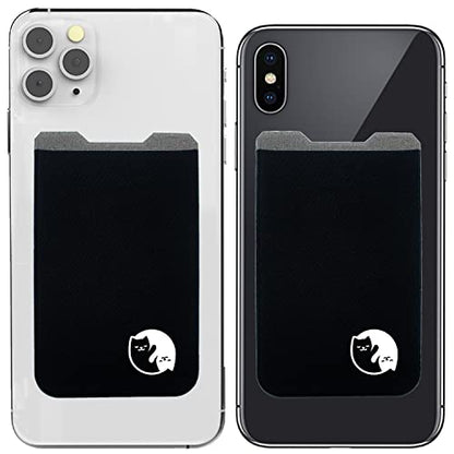 Phone Wallet - Adhesive Card Holder - Cell Phone Pouch - Stick on Lycra Pocket by Gecko - Carry Credit Cards and Cash - color: TWIN - CAT YINYANG