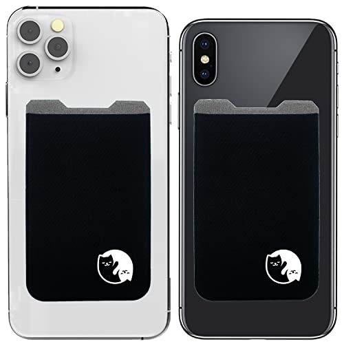 Phone Wallet - Adhesive Card Holder - Cell Phone Pouch - Stick on Lycra Pocket by Gecko - Carry Credit Cards and Cash - color: TWIN - CAT YINYANG