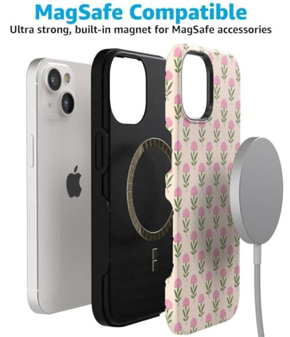 Casely iPhone 15 Plus Case | Jenna's Flowers | Fun on Weekdays | Bold Protective Design | Compatible with MagSafe - color: Jenna's Flowers | Fun on Weekdays