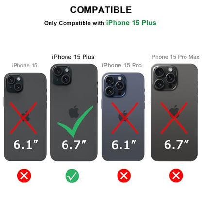 TENDLIN Compatible with iPhone 15 Plus Case Wood Grain with Carbon Fiber Texture Design Leather Hybrid Slim Case (Compatible with MagSafe) Black - color: Magnetic Black, size: iPhone 15 Plus