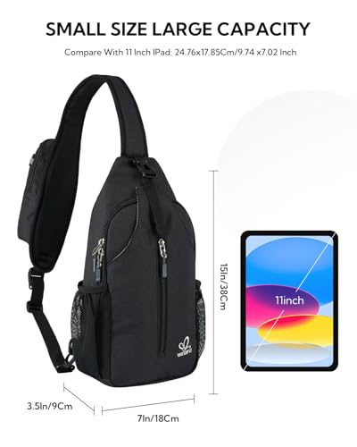 WATERFLY RFID Sling Backpack Crossbody Sling Bag Travel Hiking Daypack | RFID hidden back pocket,Multi-compartment storage,Water-resistant,Breathable back pad,Phone pocket in shoulder strap - color: Rfid-black