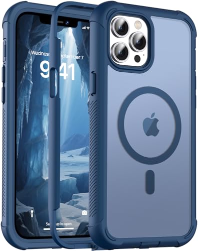 jaroco Magnetic for iPhone 12 Pro Max Case Heavy Duty Protection Deep Blue | Compatible with MagSafe,Military Grade Drop Protection,Translucent Matte,Non-Slip,Shockproof 2-Layer Durable Bumper Case - color: Deep Blue, size: iPhone 12 Pro Max