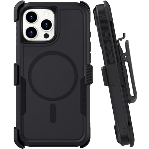 Belt Clip Holster Compatible with iPhone 14 Pro Max Defender Case with 360° Rotating Stand - Heavy-Duty Protection, Drop-Proof and Shock-Resistant, Magnetic, Black - size: iPhone 14 ProMax 6.7