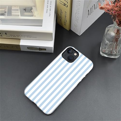 Compatible with iPhone 15 Case,Glossy 2-in-1 Sleek All-Inclusive Dual-Layer Material Soft TPU + PC Back for Blue Stripes Geometric Pastel Summer Beach - color: Blue Stripes Geometric Pastel Summer Beach-Glossy, size: iPhone 15