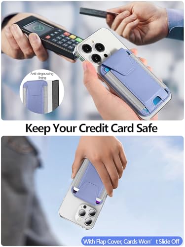 Miroddi for MagSafe Wallet with Privacy Flap, Strongest Magnetic Wallet | 7 Cards Holder, RFID Blocking, Leather Magnetic Phone Wallet for iPhone 17/16/15/14/13/12 Series and Pixel 10 Series - color: Purple