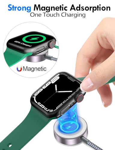 2Pack Travel Essentials for Apple Watch Charger,3-in-2 Multi Charging Cable - color: Gray, size: 2Pack-6 FT