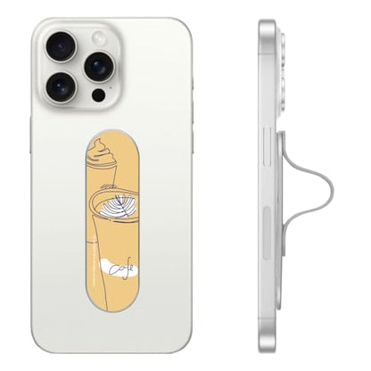 Momostick Premium Flatstick Collection, Slim Phone Grip and Stand, Adjustable Finger Loop Holder for All Smartphones, Universal and Pocket-Friendly Selfie Stand - color: Latte