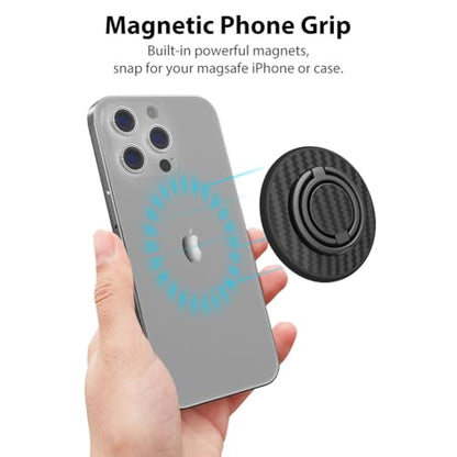 Magnetic Phone Grip Compatible with MagSafe, Magnetic Phone Ring Holder Finger Kickstand Wireless Charging Compatible, Double Cell Phone Rings Gripper Stand for MagSafe iPhone - Black Weave - color: Black Weave