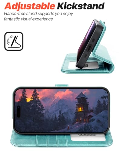 OCASE for iPhone Air Detachable Wallet Case with Card Holder, 2 in 1 PU Leather Flip Folio with RFID Blocking Stand Wrist Strap Shockproof Phone Cover 6.5 Inch 2025, Ice Blue - color: Ice Blue, size: iPhone Air