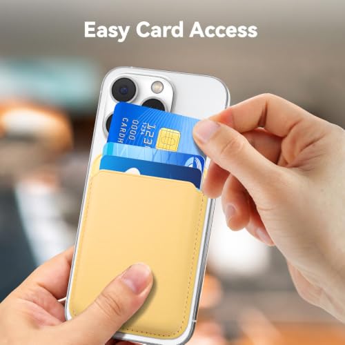 Magnetic Wallet Cell Phone Card Holder for Phone Case with Mag-Safe - color: Cream Yellow, size: 1 Pack
