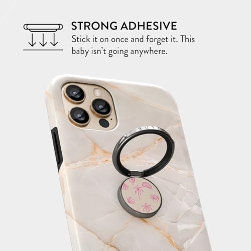 BURGA Cell Phone Ring, Holder Grip and Stand - Finger Phone Grip for Back of Smartphone Case, Kickstand 360 Rotation, Universal Ring for iPhone Samsung Galaxy Huawei Google Pixel, Stylish Accessories - color: Beach Please, style: Gunmetal