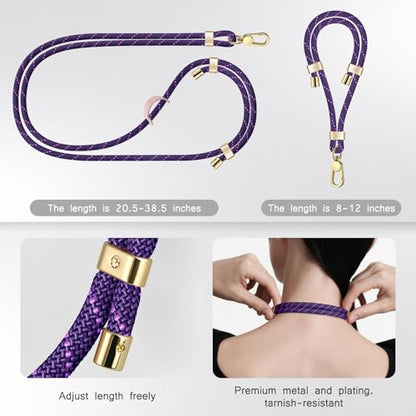 UKON Cell Phone Lanyard,Crossbody Lanyard and Wrist Strap Premium Metal Buckle Phone Charms with 2 X Strap Patch Compatible with All Smartphone(Purple) - color: Purple
