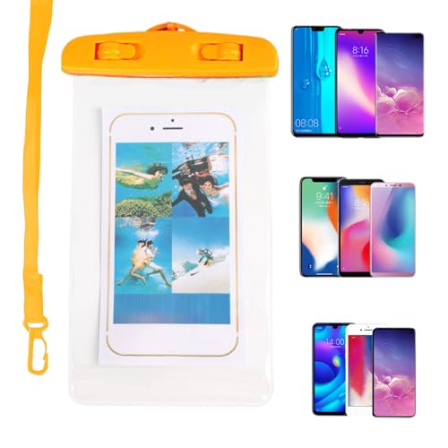 Waterproof Pouch for Phone Touchscreen Transparent Phone Bag | Water Play Cellphone Bag for Beach Cruise Vacation Running Camping Swimming Cycling Kayak Diving Travel - color: Orange