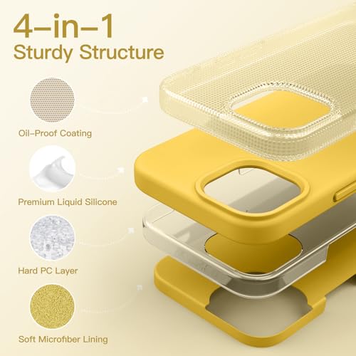JETech Silicone Case for iPhone 14, Yellow | Silky Soft Touch, Shockproof Protection, Scratch Resistant, Microfiber Lining - color: Yellow, size: iPhone 14